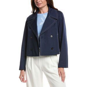 Lafayette 148 New York Womens Double-Breasted Jacket, Blue